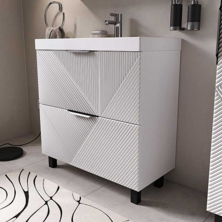 Тумба в ванную комнату GEOMETRY 80.2Y БЕЛАЯ под умывальник LAKЕ 80 (9696-80)