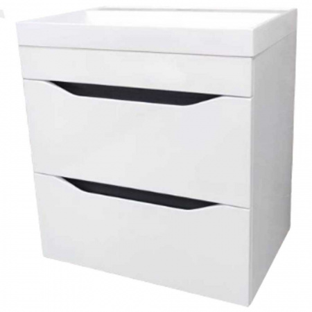 Тумба в ванную комнату подвесная INTEGRO 487 Белый/встав.Антрацит под умывальник СЛИМ 50 (2ящ)