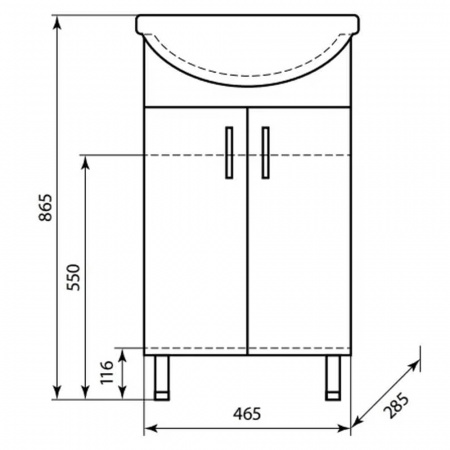 Тумба в ванную комнату ЛАДОГА 50 под умывальник ЛАДОГА 50