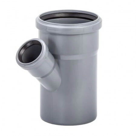 Тройник ППР Ø110х50мм 45° СЕРЫЙ для внутренней канализации (45)