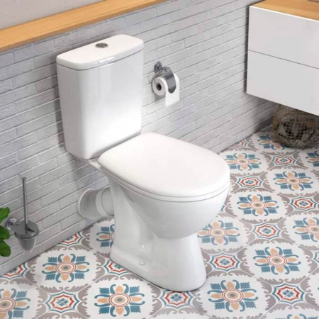 Унитаз-компакт "УЮТ" антивсплеск, косой выпуск, сиденье ПОЛИПРОПИЛЕН, арматура 2-режимная