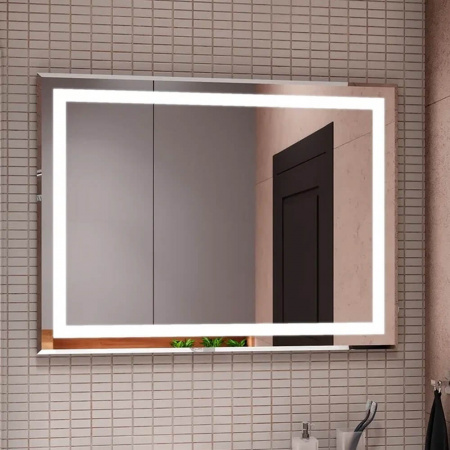 Зеркало ТОРРЕС ЛЮКС 800х600мм (LED-подсветка, короб МДФ, механический выключатель)