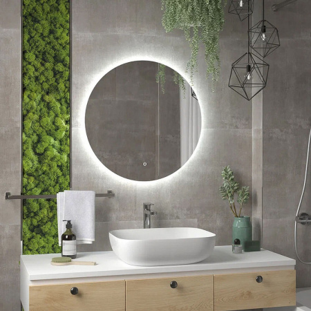 Зеркало АЖУР/Ajour ЭКО D700мм (LED-подсветка, сенсорный выключатель, ореольная подсветка)