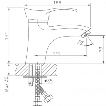 Смеситель на раковину HAIBA HB1001 (лат., 40мм) 