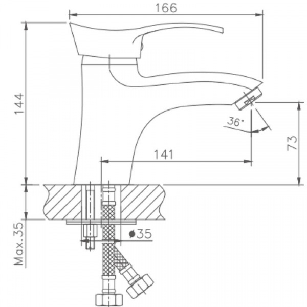 Смеситель для раковины Haiba HB1001 размеры