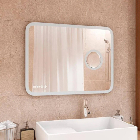 Зеркало BLISS 80 800х600мм (LED-подсветка, сенсорный выключатель, линза с 3-ным увеличением, часы) Зеркало BLISS 80 800х600мм (LED-подсветка, сенсорный выключатель, линза с 3-ным увеличением, часы)