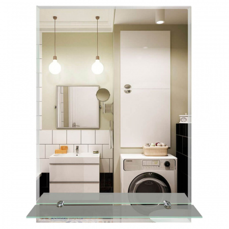 Зеркало МОДЕРН ЛЮКС 500х690мм с фацетом, полкой 500мм