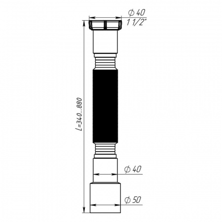 Гибкая труба с гайкой Ø40×Ø40/50 700мм T103-85-MR (85)