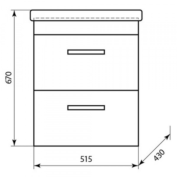 Тумба подвесная AquaLine Адриана 55 2 ящика размеры