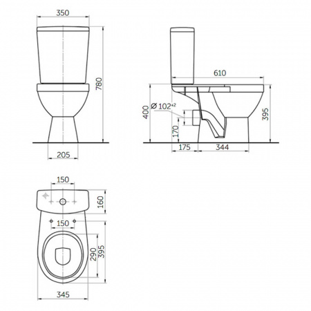 Унитаз-компакт "РИМ" горизонтальный выпуск, сиденье МИКРОЛИФТ, арматура 2-режимная