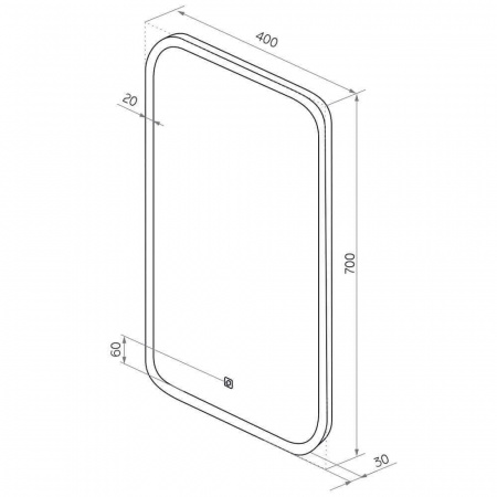 Зеркало MINI 40 400x700мм (LED-подсветка, сенсорный выключатель)