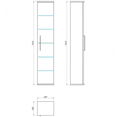 Шкаф-пенал в ванную комнату HOTEL 30 (294х1517х243мм) Шкаф-пенал в ванную комнату HOTEL 30 (294х1517х243мм)