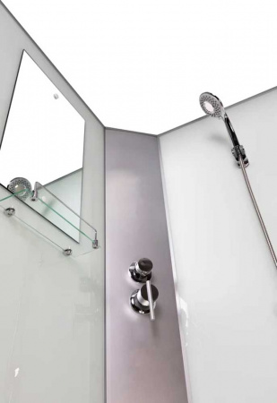 Душевая кабина 900х700х2150мм без г/м, СРЕДНИЙ поддон, СЕРЕБР проф, стекло МАТОВОЕ NG-33974-14RBKT