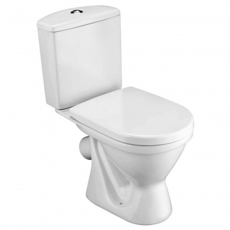 Унитаз-компакт "АЛЬКОР" антивсплеск, косой выпуск, сиденье ПОЛИПРОПИЛЕН, арматура 2-режимная