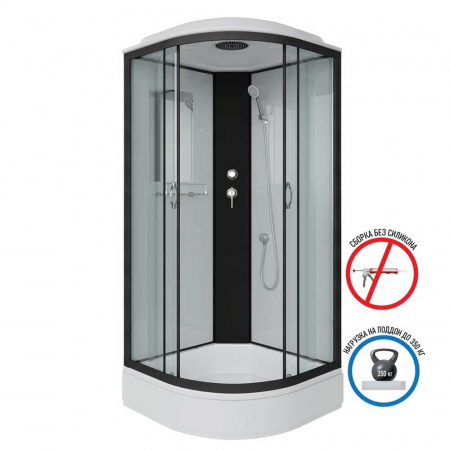 Душевая кабина 900х900х2150мм без г/м, СРЕДНИЙ поддон, стекло МАТОВОЕ, профиль ЧЕР. NG-6701-14 