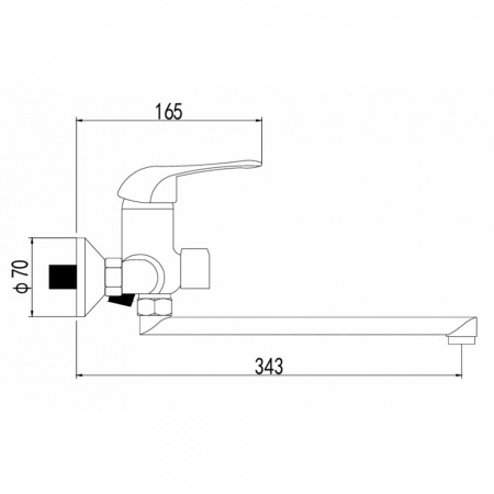 Смеситель на ванну длинный излив DIKALAN D2259-2 (12) (силум., 40мм)
