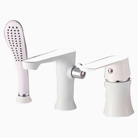 Смеситель на борт ванны врезной короткий излив HAIBA HB80804 БЕЛЫЙ/ХРОМ (лат., 35мм)