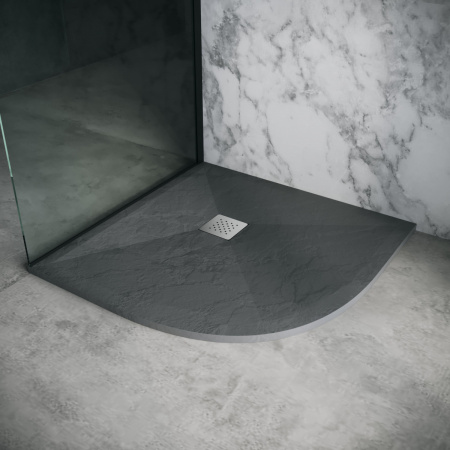 Поддон душевой 90х90х2,5см из искусственного камня, 1/4 круга, графит Grossman Strong GR-S29090