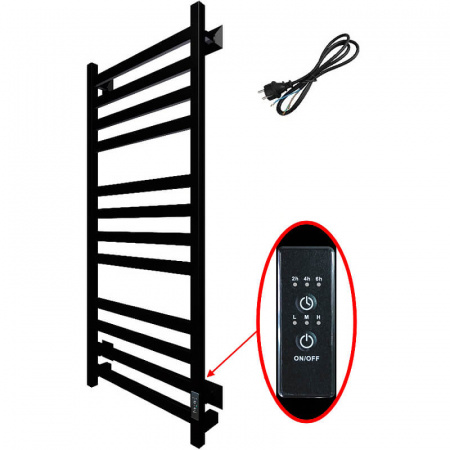 Полотенцесушитель с греющим кабелем ПЭК СП21 кв 80х50см черный ВГП