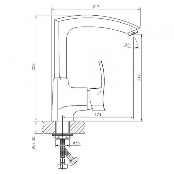 Смеситель для кухни Haiba HB4070 размеры Смеситель для кухни Haiba HB4070 размеры