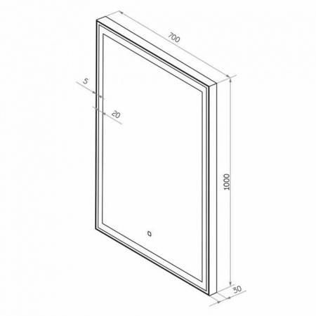 Зеркало STRONG 70 700х1000мм (LED-подсветка, сенсорный выключатель, алюминиевый профиль СЕРЫЙ)