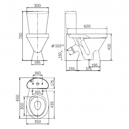 Унитаз-компакт "СТАНДАРТ" косой выпуск, сиденье ПОЛИПРОПИЛЕН, арматура 1-режимная