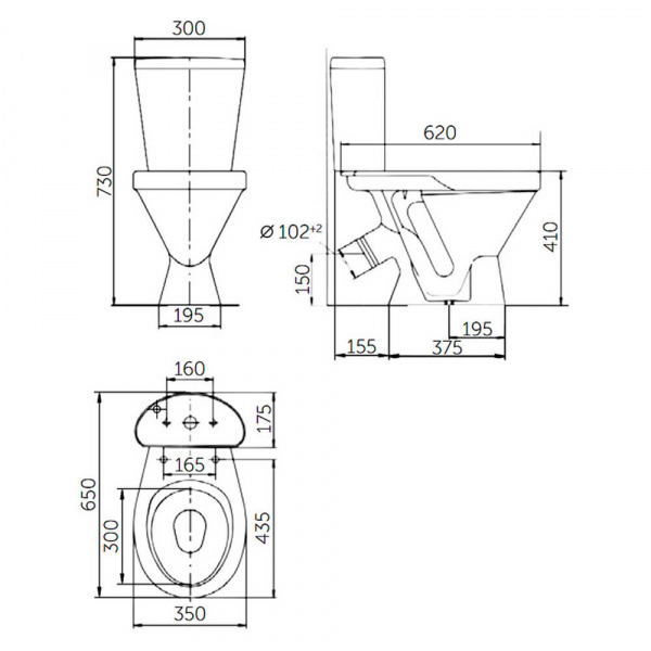 Унитаз-компакт Rosa Стандарт чертеж