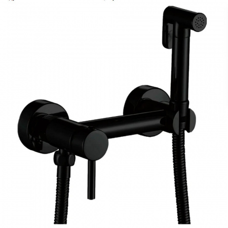 Смеситель настенный с гигиенической лейкой HAIBA HB5510-7 ЧЕРНЫЙ (лат., картр. 35мм)