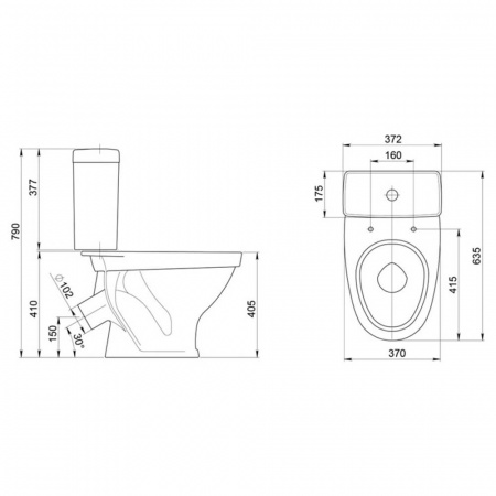 Унитаз-компакт "ФОРВАРД" косой выпуск, сиденье полипропилен, арматура 1-режимная