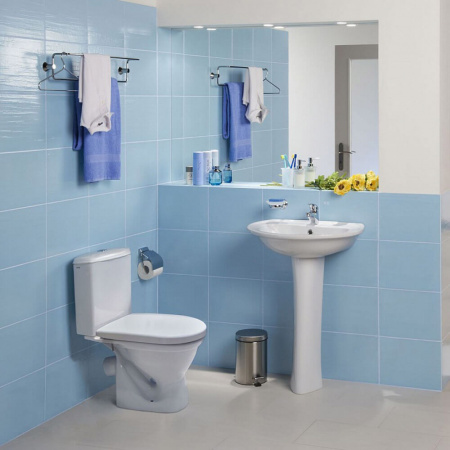 Унитаз-компакт "АЛЬКОР" антивсплеск, косой выпуск, сиденье ПОЛИПРОПИЛЕН, арматура 2-режимная