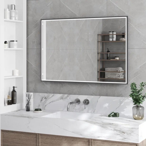 Зеркало Континент Stage LED 100x70 мм ЗЛП3939 серое, с подсветкой