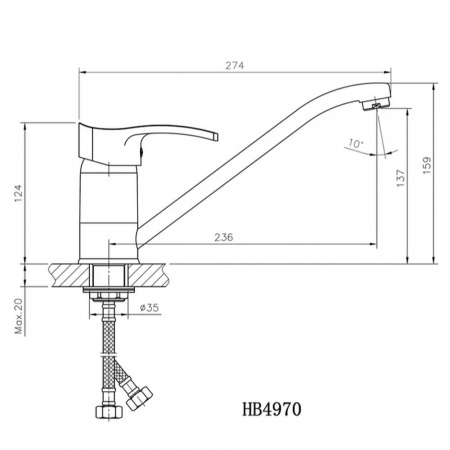 Смеситель на мойку HAIBA HB4970 (лат., 40мм)