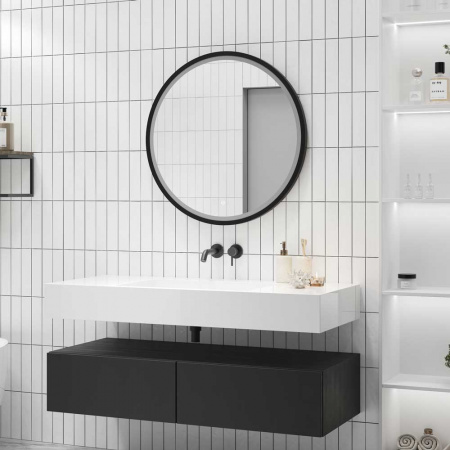 Зеркало STYLE BLACK D600мм (LED-подсветка, сенсорный выключатель, рама МДФ ЧЕРНЫЙ)