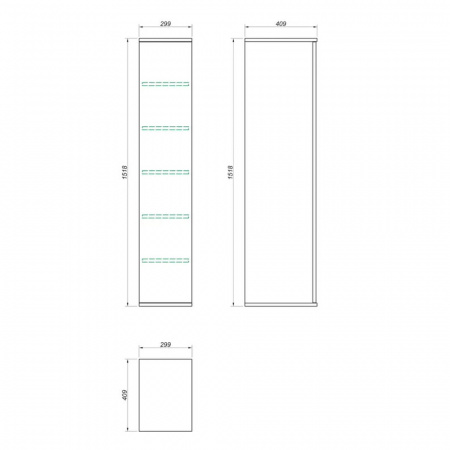 Шкаф-пенал в ванную комнату подвесной РЕДИССОН 30 БЕЛЫЙ (300х1500х400мм)