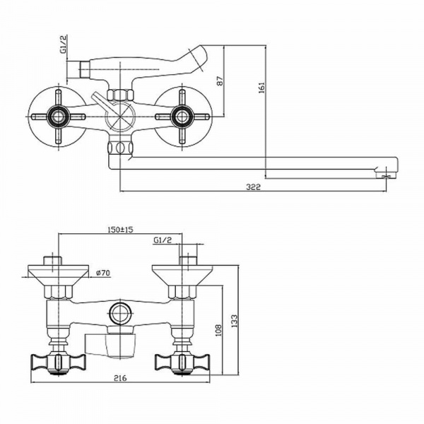 Смеситель для ванны Haiba HB2124