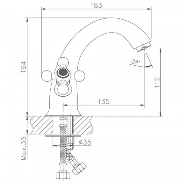 Смеситель для раковины Haiba HB1019 размеры