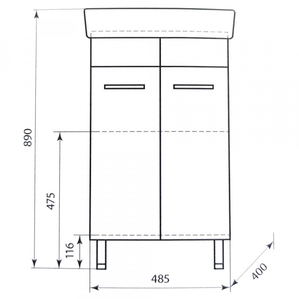 Тумба напольная AquaLine Нео 55 размеры