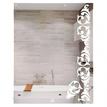 Зеркало ШОКОЛАД 500х680мм с матированным рисунком, полкой 330мм