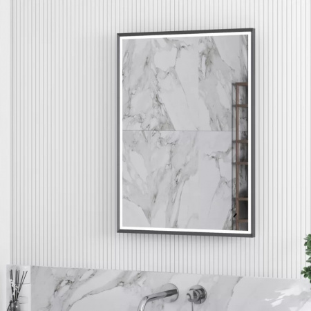 Зеркало STAGE 60 600х800мм (LED-подсв., бесконт.сенс.выкл., рама алюм СПЕКТРУМ СЕРЫЙ)