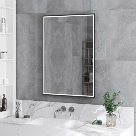 Зеркало STAGE 70 700х1000мм (LED-подсв., бесконт.сенс.выкл., рама алюм СПЕКТРУМ ЧЕРНЫЙ)