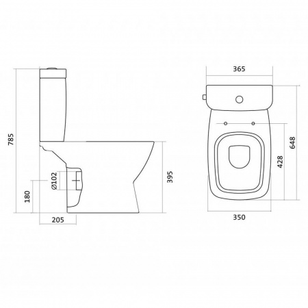 Унитаз-компакт "НЕО" горизонтальный выпуск, сиденье ДЮРОПЛАСТ, арматура 2-режимная