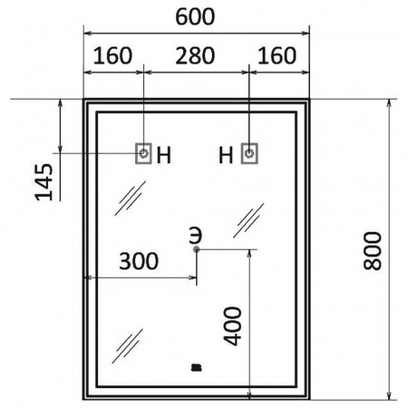 Зеркало PRIMA 60 600х800мм (LED-подсветка, бесконтактный сенсорный выключатель)