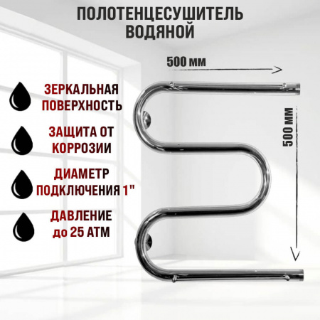 Полотенцесушитель водяной М1П 50х50см 1" ТРУГОР с полками , из нерж. стали без присоед-го компл.