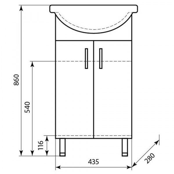 Тумба напольная AquaLine Канны 50 размеры
