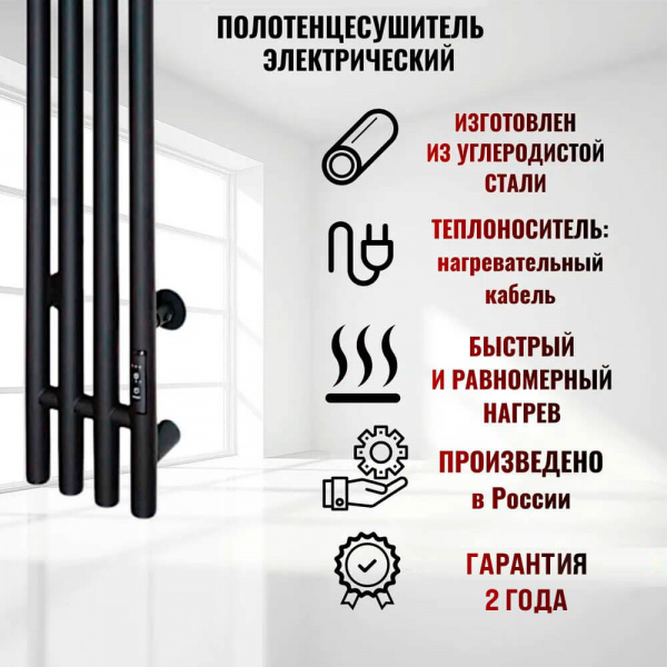 Полотенцесушитель электрический Тругор Пэк сп Вектор 120х15 черный