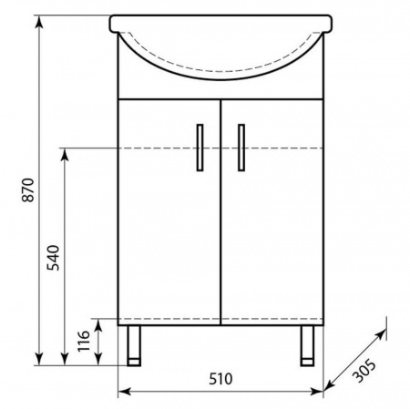 Тумба в ванную комнату УЮТ 55 под умывальник УЮТ 55