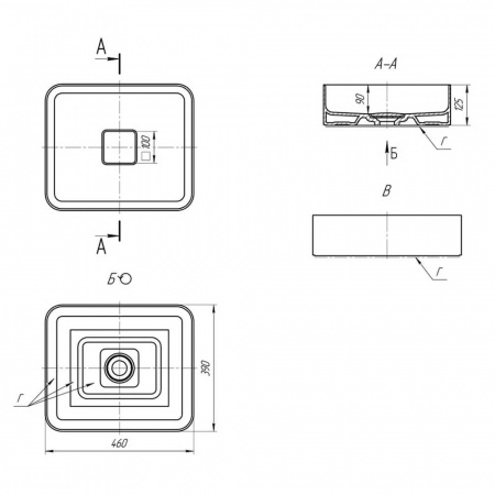 Раковина накладная ДЖОЙ 46 (460х390х125мм)