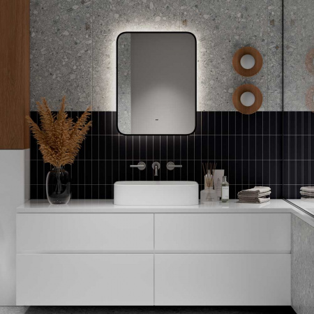 Зеркало ТОРИ/Torry 60 600х700мм (фоновая подсветка, бесконтактный сенсорный выключатель, ЧЕРНЫЙ)