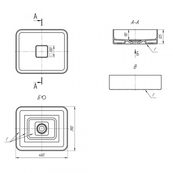  Раковина Raval Джой 46 размеры