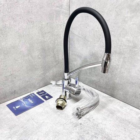 Смеситель на мойку с гибким изливом HAIBA HB73643-7 ЧЕРНЫЙ/ХРОМ (лат., 35мм) Смеситель на мойку с гибким изливом HAIBA HB73643-7 ЧЕРНЫЙ/ХРОМ (лат., 35мм)